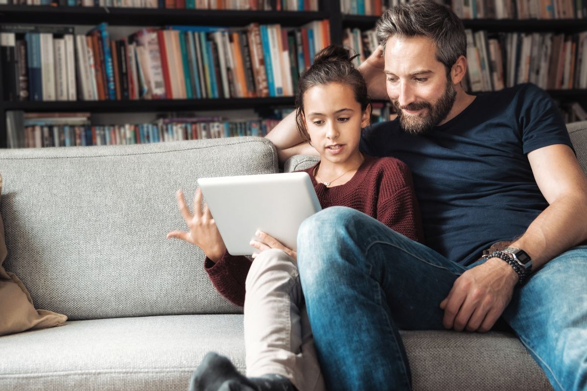 Father & Daughter Doing Math Homework