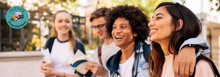 Is It Ever Too Late to Address Dyslexia and Other Learning Challenges? Image of college students laughing outside.